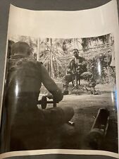 WWII press photo Philippines, Soldier Sharpening Knife, Infantry Army picture