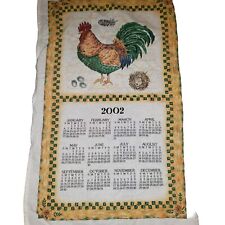 Vintage 2002 Cottagecore Country Barnyard Rooster Linen Calendar Towel *NEW* picture