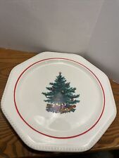 SEARS IRONSTONE USA OCTAGON HOLIDAY CHOP PLATE ROUND PLATTER CHRISTMAS TREE picture