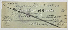 RARE 1928 ROYAL BANK OF CANADA CHECK KIRKLAND LAKE ONTARIO BRANCH picture