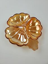 Carnival Glass Clover Dish (Marigold/Amber) Candy Trinket picture