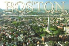 Postcard MA Boston City Skyline and Bunker Hill Monument New England Bridge picture