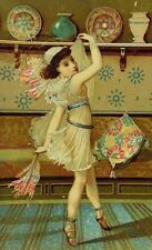 Victorian Trade Card Grecian Dancing Girl Scarves Sandals Fabulous *W picture