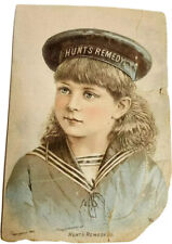 VICTORIAN TRADE CARD QUACK MEDICINE 1883 SAILOR GIRL HUNT’S REMEDY LIVER KIDNEY picture