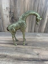 Vintage Bronze Brass Copper Gold Color Giraffe Etched 8” Tall Heavy Etched picture