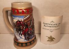 Budweiser Beer Stein Hometown Holiday Vintage With COA Clydesdales picture