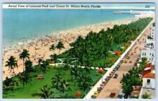 1940-50's AERIAL VIEW LUMMUS PARK OCEAN MIAMI FLORIDA FL VINTAGE LINEN POSTCARD picture