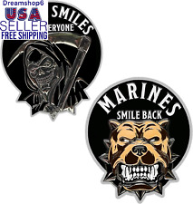 USMC Death Smiles at Everyone Marines Smile Back - Marine Corps Challenge Coin - picture