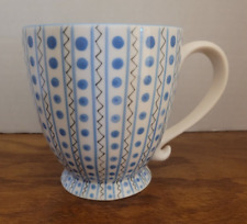 2003 STARBUCKS BARISTA Mug Cup White w/ Blue Dots & Gray Squiggles picture