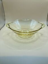 Rare Vintage Lancaster Glass Co, Cane Landrum Bowl w/ Handles, Depression Glass picture
