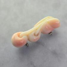 Japanese Antique Cherry Pink Coral Obi-Dome Karen 495 Hairpin picture