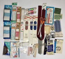 VTG Sewing Supplies Zippers Elastic Lace Tape Scissors Buckle Repair Snaps LOT picture