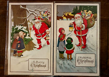 Lot of 2 ~Santa Claus with Children~Toys~Antique Christmas Postcards~h741 picture