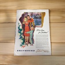 1945 Vintage Original Magazine Ad Greyhound Bus I'll Be Home For Christmas picture