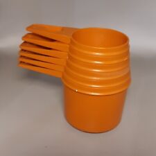 Vintage Set of 6 Orange Tupperware Measuring Cups Scoops 1/4 1/3 1/2 2/3 1 picture