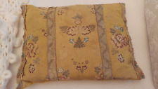 ANTIQUE Yellow Silk Metal Floral Pillow picture
