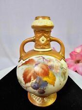 1904 Royal Worcester Bud Vase w/ Pink Flowers & Berries 2 handle porcelain- B9 picture