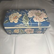 Vintage Porcelain Trinket Box with Floral Enamel picture