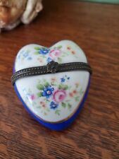 Vintage Porcelain Limoges Floral Heart Trinket Box picture