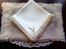 Vintage Linen Napkins Marghab Madeira Wheat Pattern Taupe & Cream picture