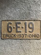 1937 Ohio Truck License Plate -  6 E 19 - Rustic picture