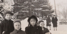 4W Photograph Close Up Portrait Rascal Kids Old WOmen Car 1940's Snow Winter picture