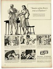 1939 Sanka Coffee doctor elephant clown comic John Holmgren art Vintage Print Ad picture