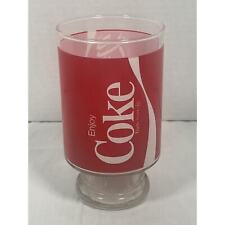 Coca-Cola Red 32 Ounces Glass Enjoy Coke Pedestal Bottom Extra Large Vintage 7” picture