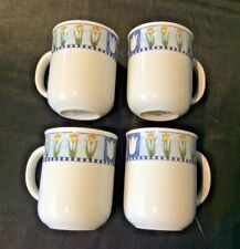 LOVELY TULIPS ONEIDACRAFT IN BLOOM LOT OF 4 SMALL COFFEE TEA CUPS MUGS EUC picture