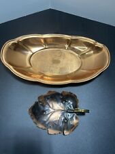 VTG Copper Craft Guild Tray & Trinket Leaf Dish Set  picture