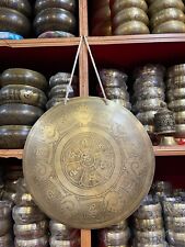 13 inches Om Mani Mantra Carving Tibetan Gong from Nepal Temple gong Meditation picture
