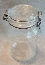 Vintage Floral Cove Latch Glass Storage Jar Made in Italy picture