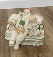 LENOX FIREPLACE COLLECTION - SANTA with Child on Couch Figurine #826988 picture