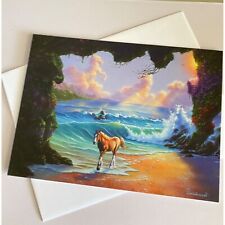 SEVEN HORSES Jim Warren LOVE Leanin' Tree Greeting Card Ocean Horse VTG picture
