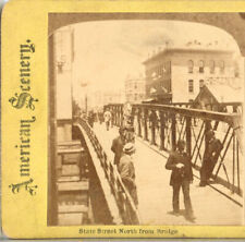 CHICAGO, State Street North From Bridge, c.1880s--Am. Scenery Stereoview V19 picture