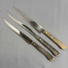 Lot of 3 - Ekco Flint Arrowhead Knife Set Stainless Vanadium USA Wood Handles picture