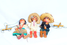 Hecho En Mexico Folk Art Marionette Puppets 1950s Hand Painted picture