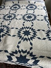 1880s Quilt Antique blue And white Star Quilt Excellent picture