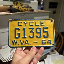 RARE 1964 West Virginia Motorcycle License Plate G1395 Mountain State picture