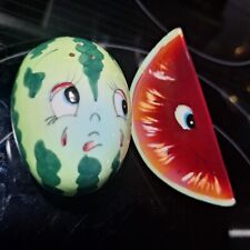 Vintage Anthropomorphic Watermelon Salt & Pepper Shakers Japan  picture