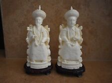 Vintage antique Chinese EMPEROR EMPRESS White resin STATUE FIGURE SET figurines picture