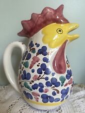 Vintage Large Hand Painted Rooster Pitcher Made in Italy picture