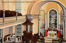 Charleston South Carolina Interior St. John's Lutheran Church Vintage Postcard picture