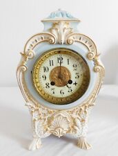 ANTIQUE FRENCH SAMUEL MARTI FOOTED PORCELAIN CLOCK WITH FANCY NEO-CLASSICAL DIAL picture