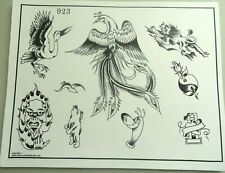 Vintage Spaulding & Rogers Tattoo Flash Sheet 923 Demon Peacock Yin Yang Rose picture