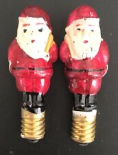 VINTAGE RARE 1950s MILK GLASS 2 SIDED SANTA CLAUS CHRISTMAS LIGHT BULBS UNTESTED picture