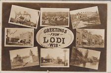 Postcard RPPC Wisconsin WN Lodi Multiview Railroad Depot + More 1909 G.R. Perry picture