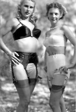 1940s-60s (4 x 6) Repro Risque Pinup RP- Two Women in Panties- Bra- Garter picture