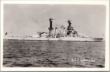 c1940s U.S.S. COLORADO Real Photo RPPC Postcard U.S. Navy Ship Battleship WWII picture