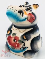 Hippopotamus Gzhel porcelain figurine hippo souvenir handmade and hand-painted picture